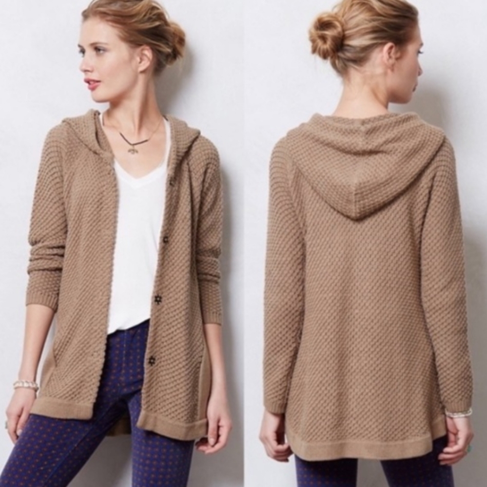 Sparrow Anthropologie Scallop Stitch Hoodie Brown Size XS